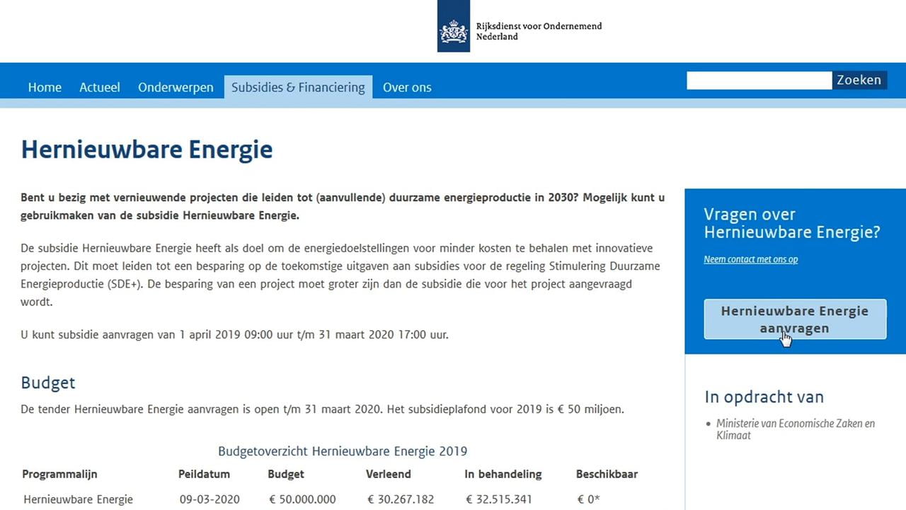 Instructiefilmpje aanvraag TSE Hernieuwbare Energie