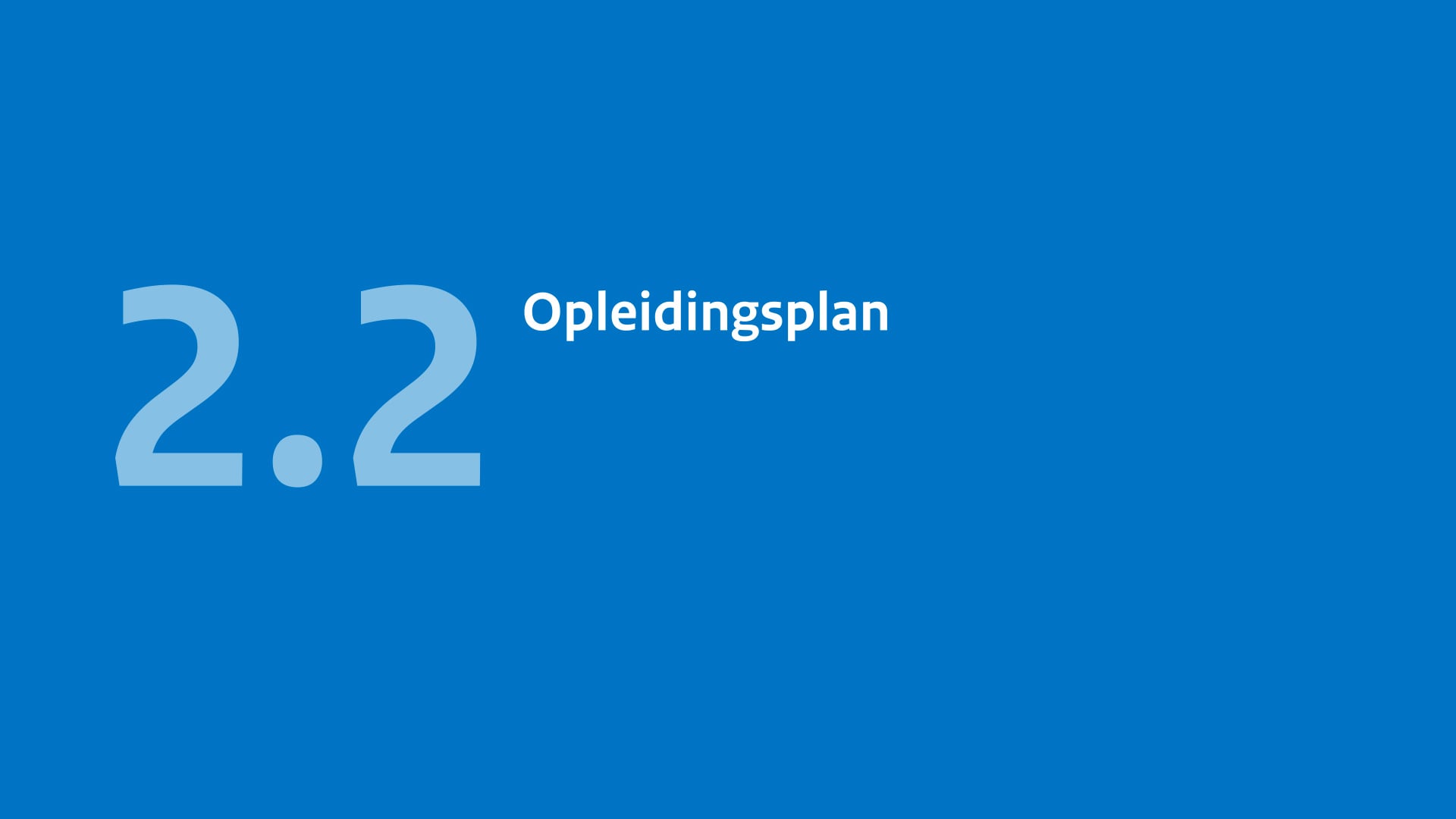 2.2 Opleidingsplan