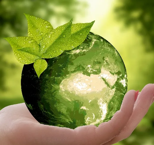 Groene wereldbol in hand