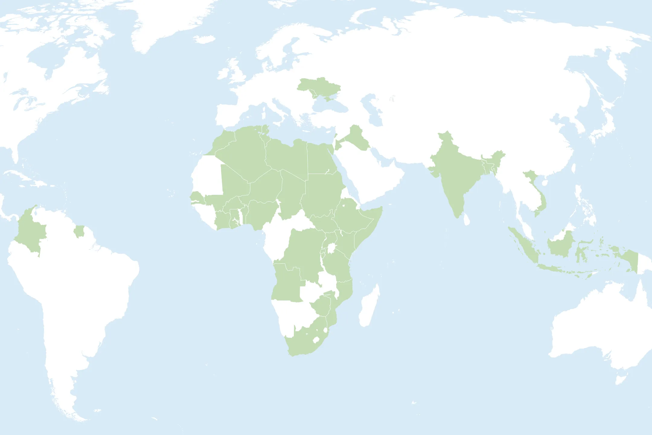 World map with PSD countries