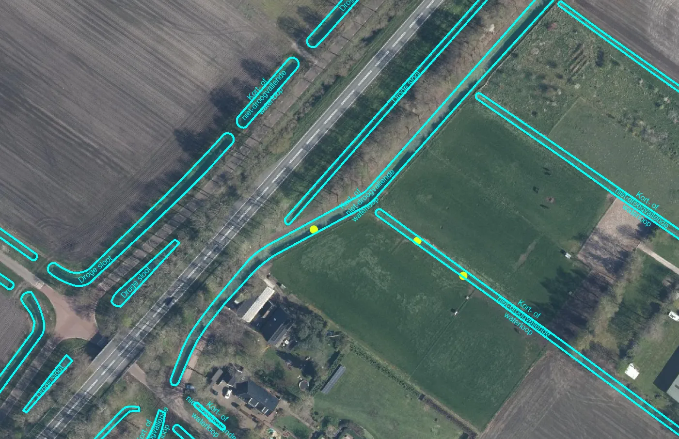 Kaartlaag Waterloop opmerkingen in Mijn percelen