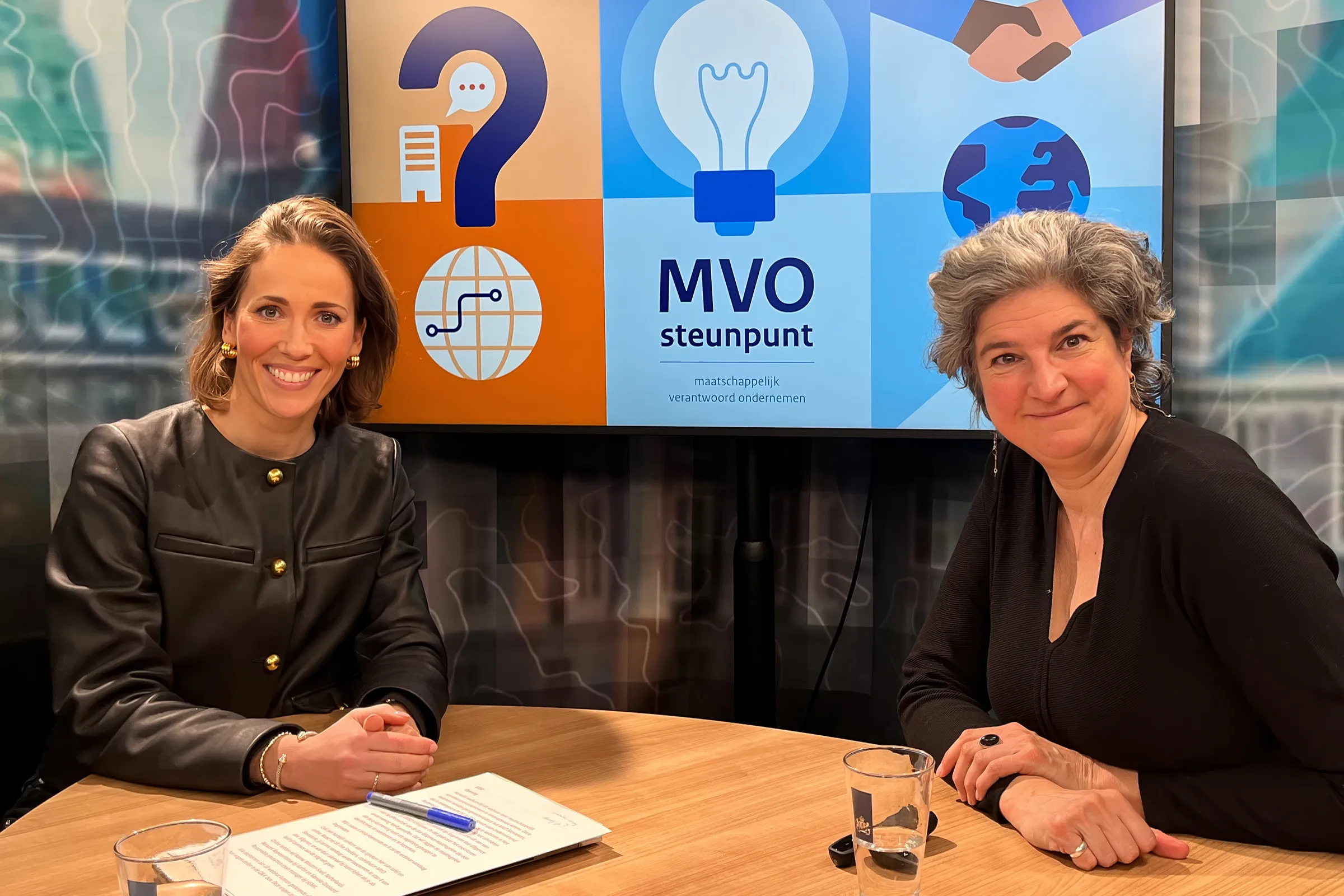 Viola Heeneman en collega Eva tijdens webinar