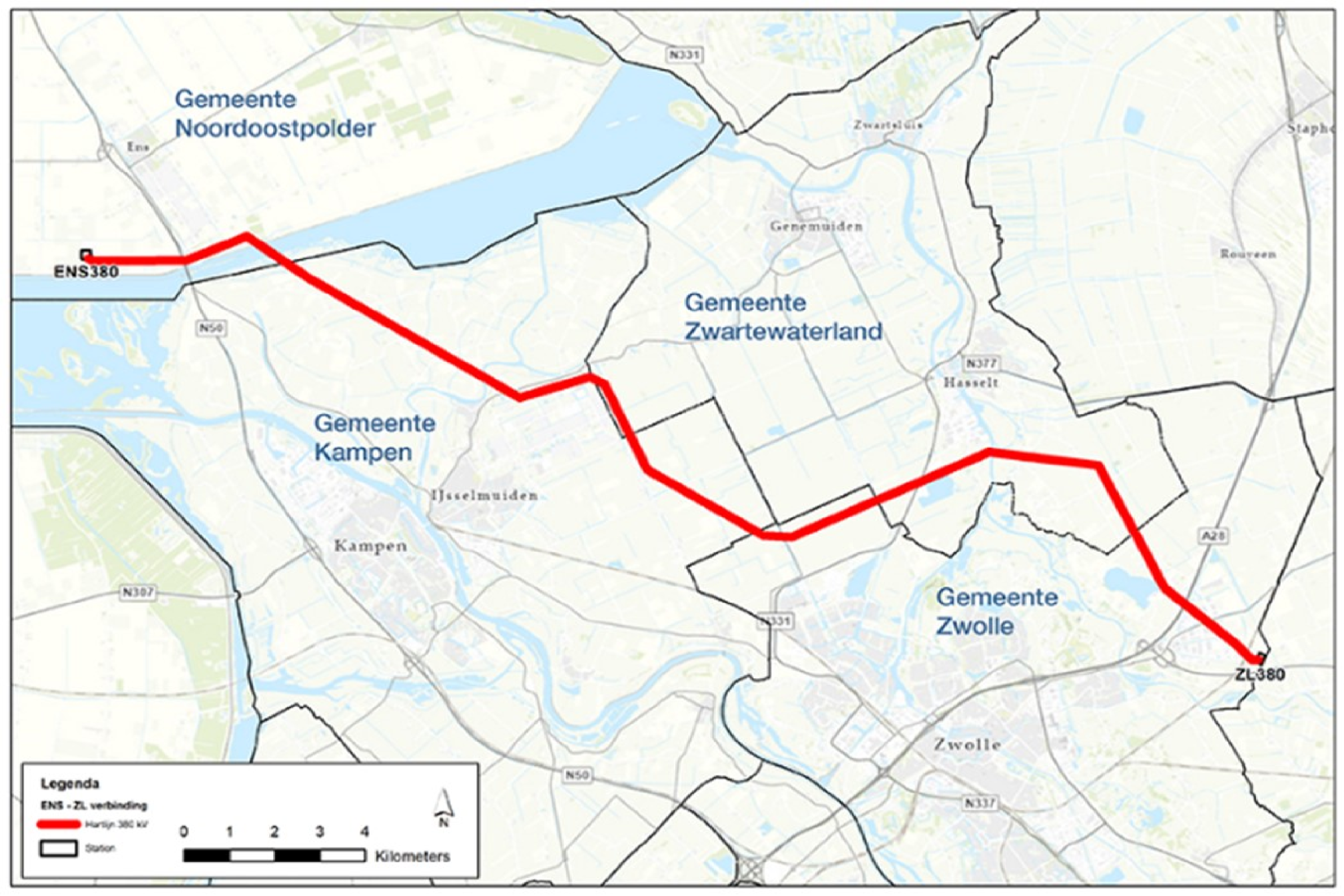 Kaart Ens - Zwolle Bron TenneT