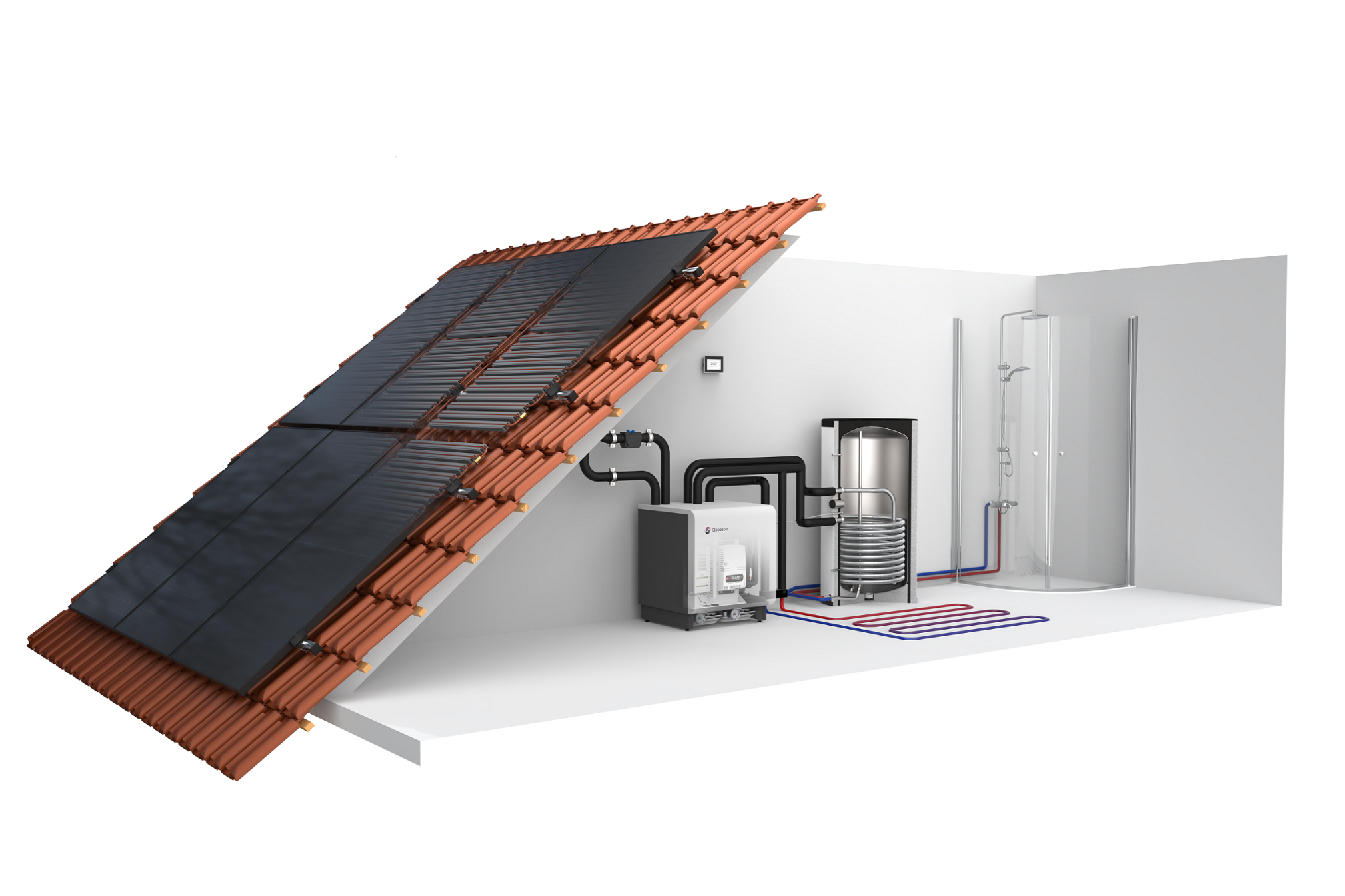dak met zonne-energiesysteem